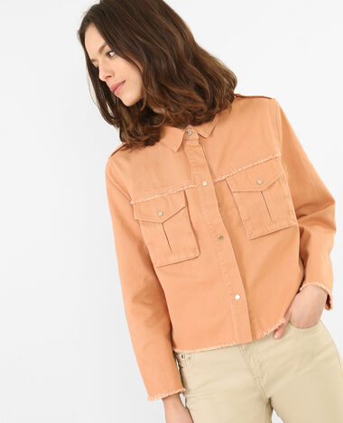 Veste denim couleur vieux rose - Pimkie