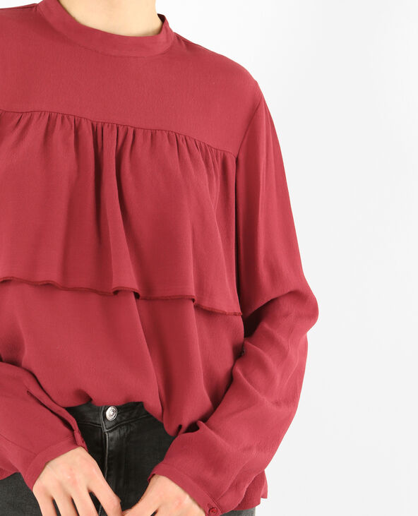 Blouse volantée bordeaux - Pimkie