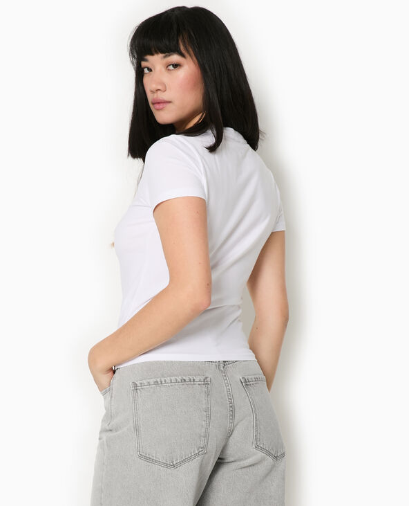 T-shirt ajusté avec print blanc - Pimkie