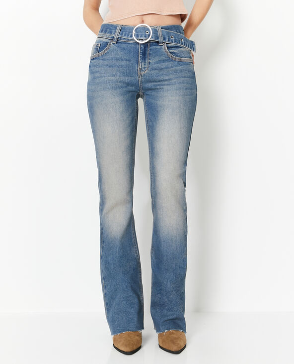 Jean flare taille basse avec ceinture bleu - Pimkie