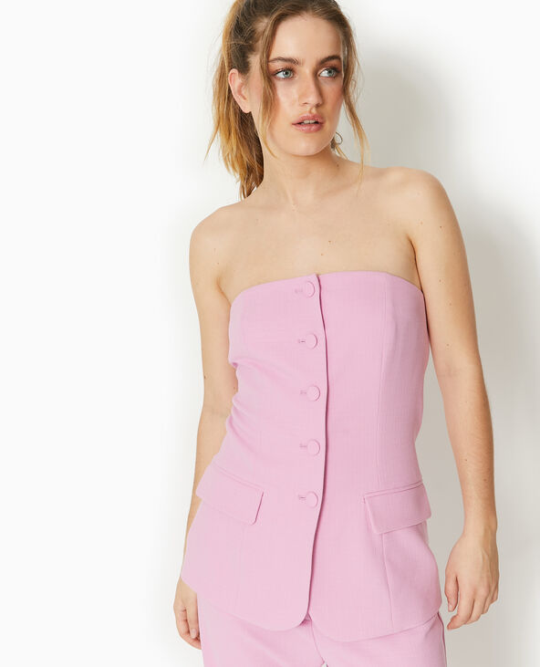 Top bustier avec boutons rose fuchsia - Pimkie