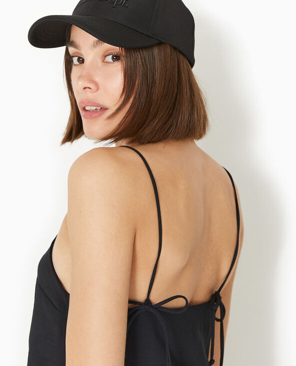 Robe courte avec bretelles à nouer noir - Pimkie