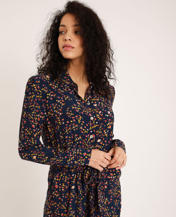 Combi-pantalon à fleurs bleu marine - Pimkie