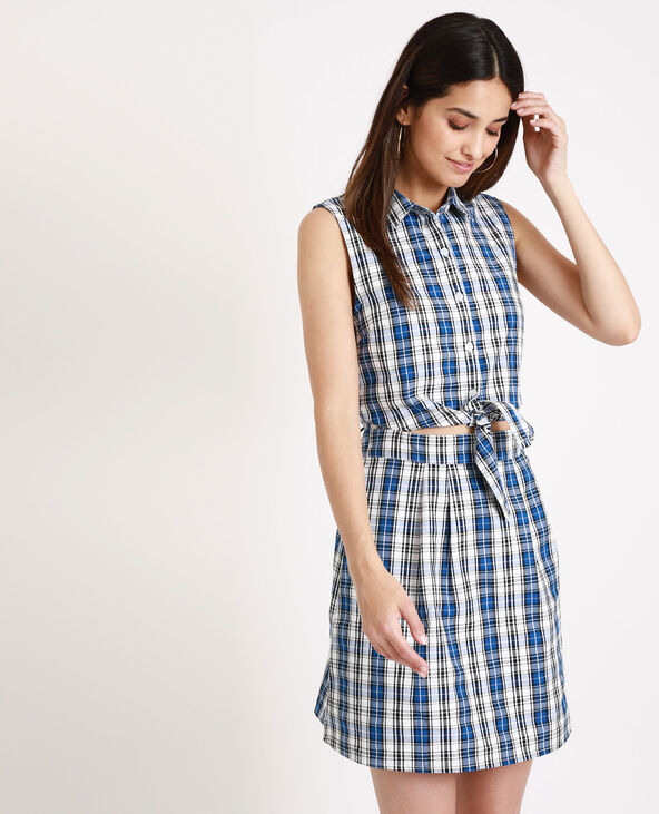 Robe chemise à carreaux bleu marine - Pimkie