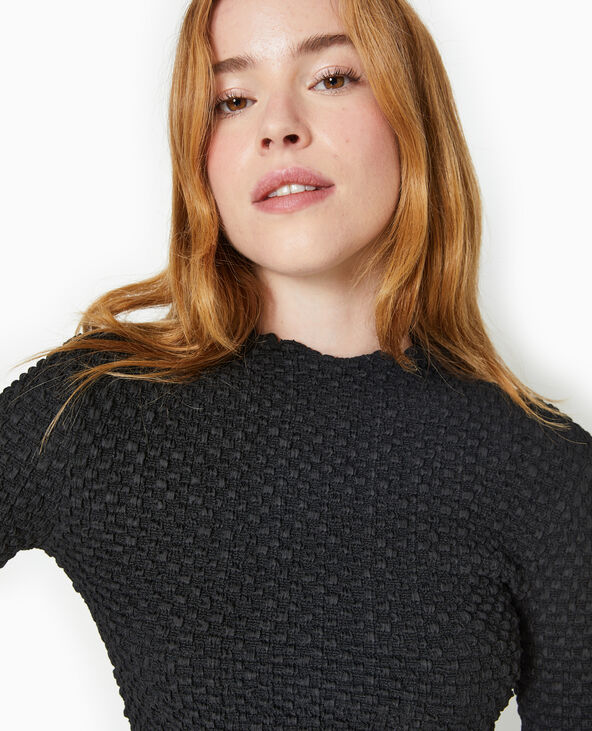 Top manches longues en maille texturée noir - Pimkie
