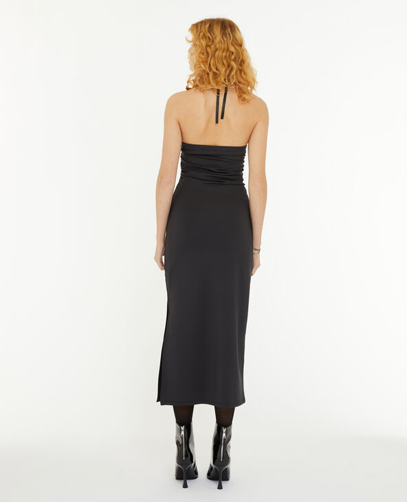 Robe longue bustier avec fronces côtés noir - Pimkie