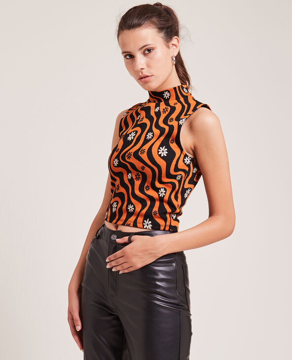Top sans manches col montant marron - Pimkie