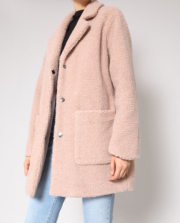 Manteau en fausse fourrure rose clair - Pimkie