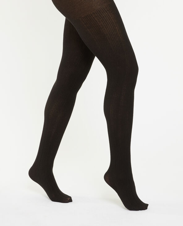 Collants en maille fantaisie effet rayé noir - Pimkie