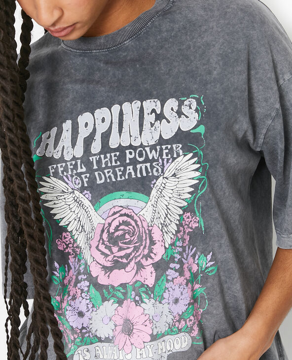 T-shirt oversize avec print devant gris foncé - Pimkie