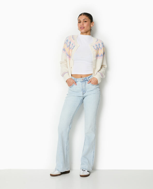 Gilet col rond motif jacquard blanc - Pimkie