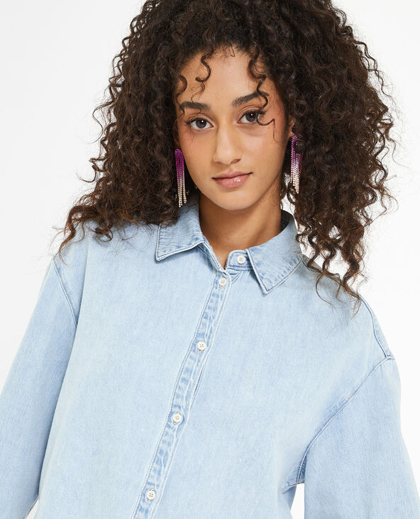 Chemise courte en jean bleu - Pimkie