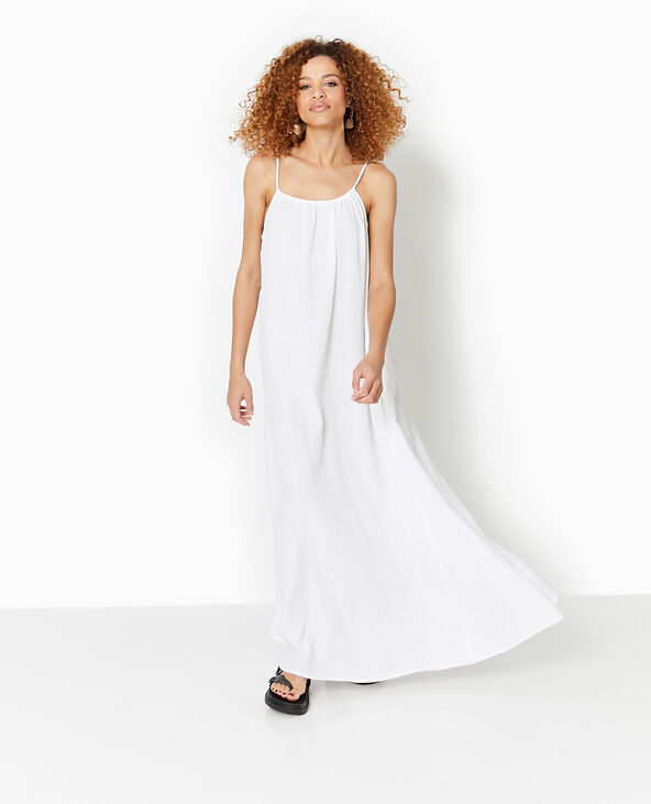 Robe longue en gaze de coton blanc - Pimkie