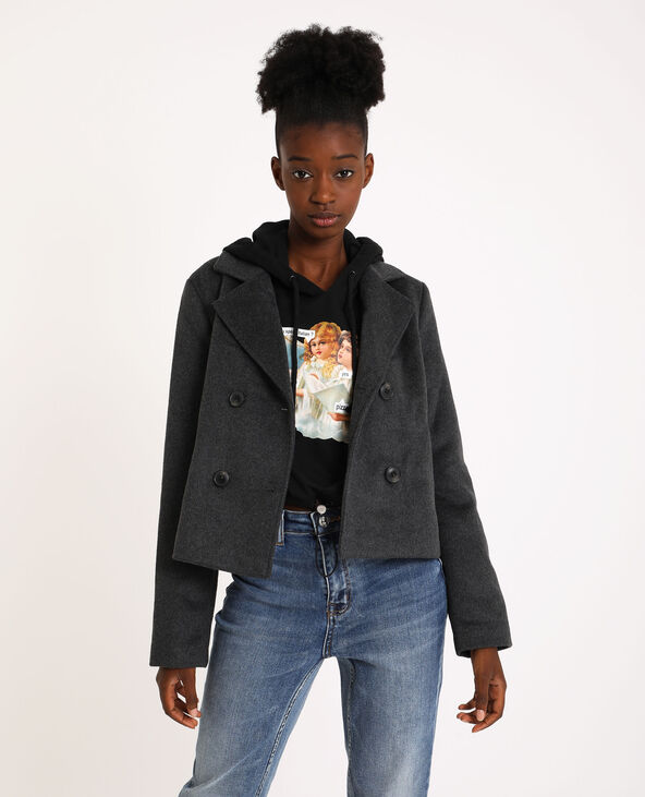 Manteau court gris store