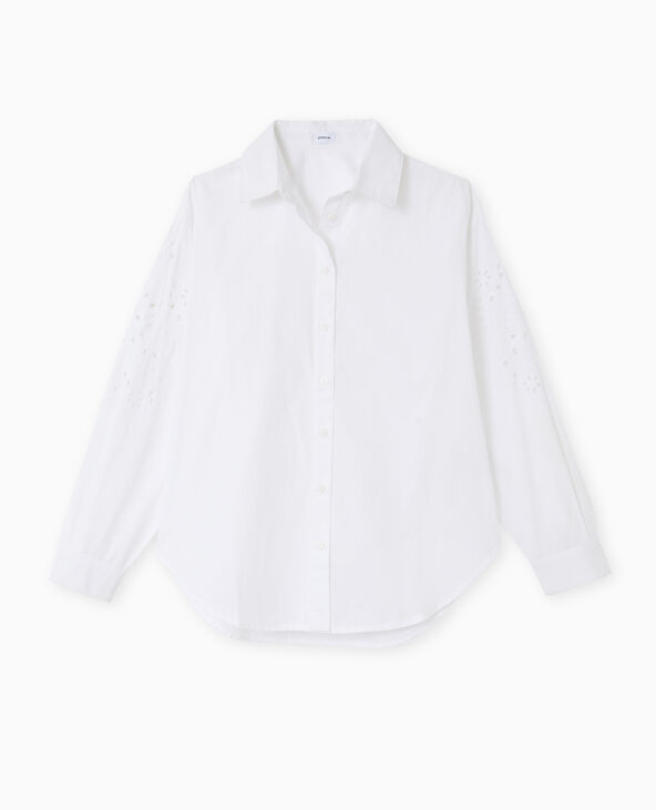Chemise avec manches broderie anglaise blanc - Pimkie