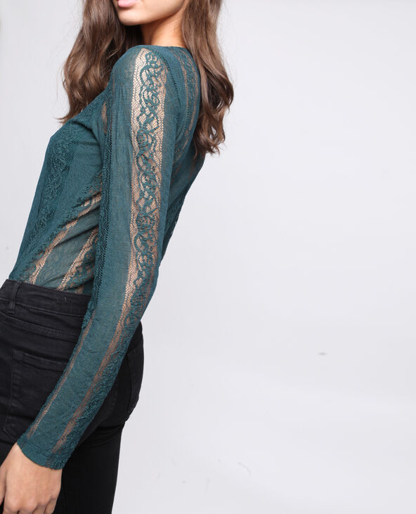 Body en dentelle vert foncé - Pimkie
