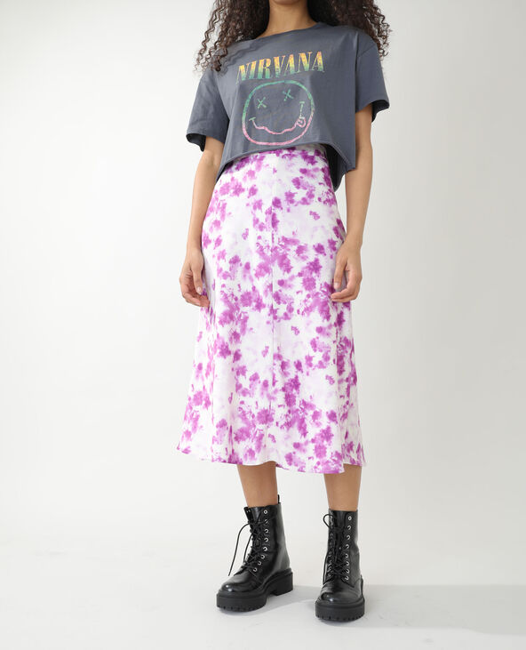 Jupe longe en satin tie and dye écru - Pimkie