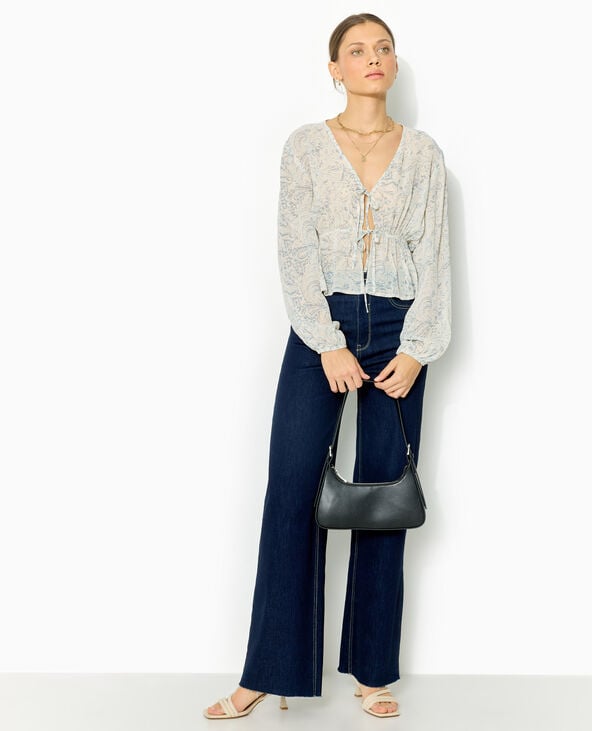Blouse manches longues motif cachemire bleu - Pimkie