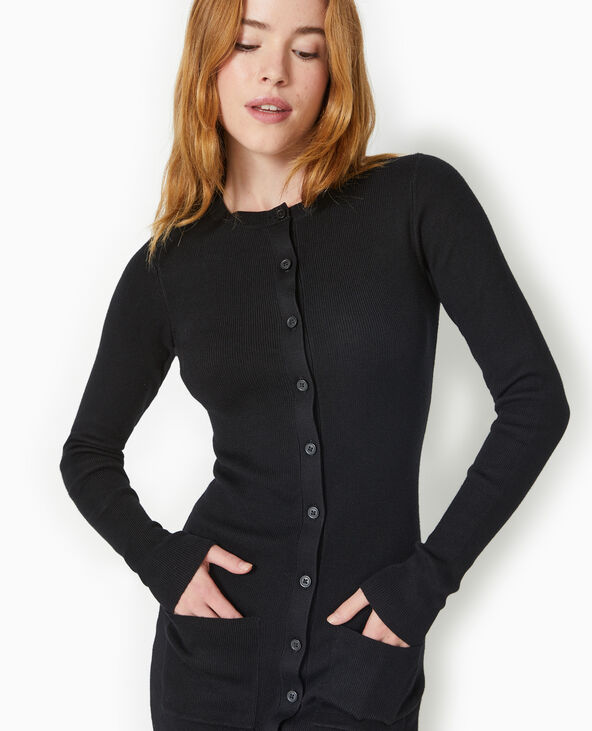 Robe boutonnée en maille noir - Pimkie