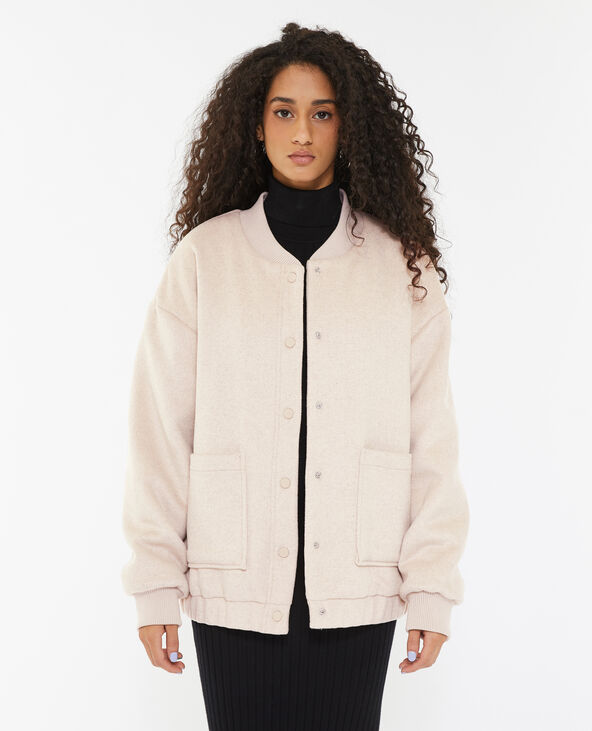 Bomber oversize en drap de laine blanc - Pimkie