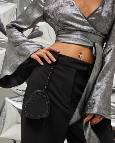 Porte-monnaie cœur effet cuir et studs noir - Pimkie