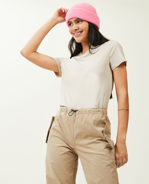 T-shirt basique col rond sable - Pimkie