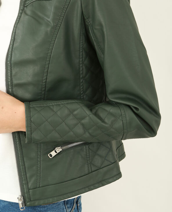 Veste simili cuir vert foncé - Pimkie