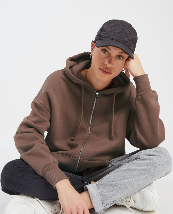 Sweat zippé avec capuche marron - Pimkie