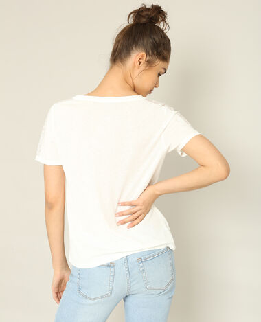 T-shirt dentelle blanc - Pimkie
