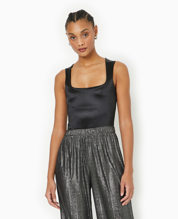 Body encolure carrée en maille brillante noir - Pimkie
