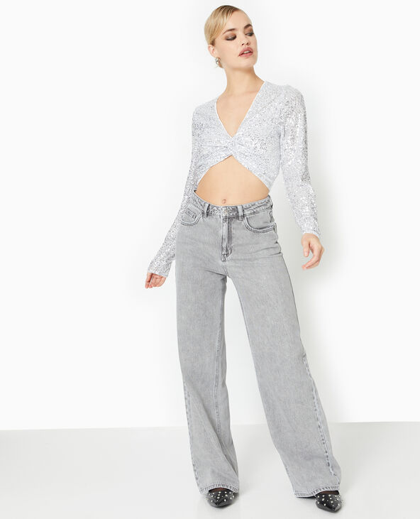 Top court avec sequins argenté - Pimkie