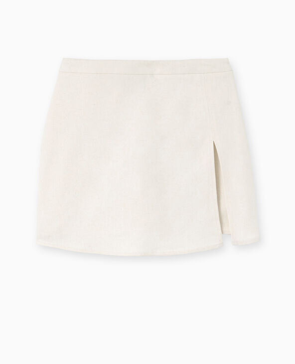 Jupe-short en tissu avec lin blanc - Pimkie