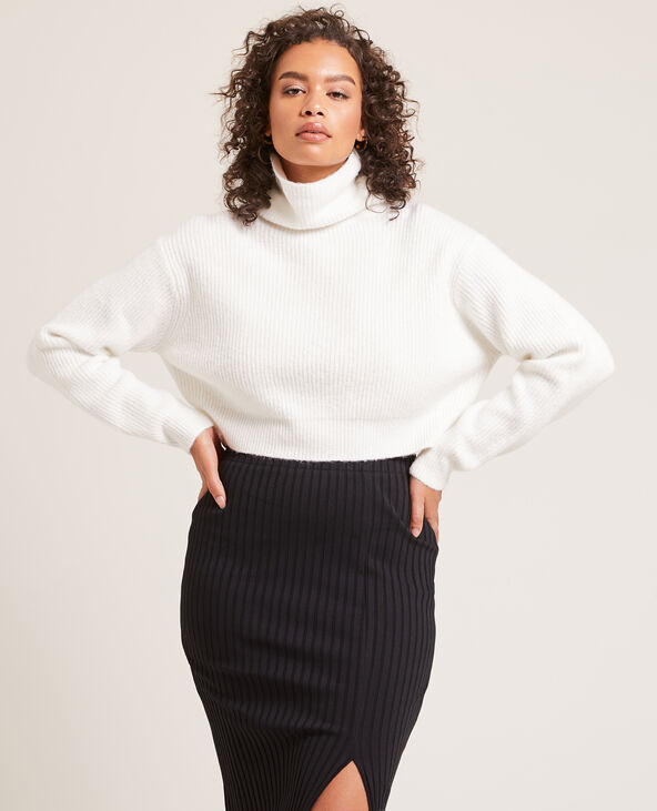 Pull cropped col roulé blanc - Pimkie