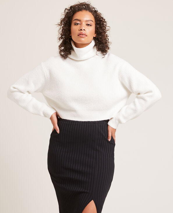 Pull cropped col roulé blanc - Pimkie