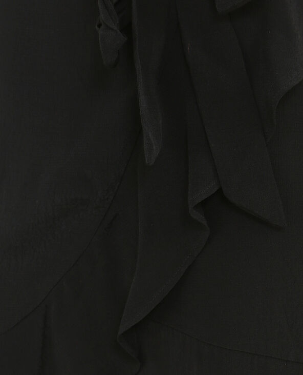 Jupe portefeuille à volants noir - Pimkie
