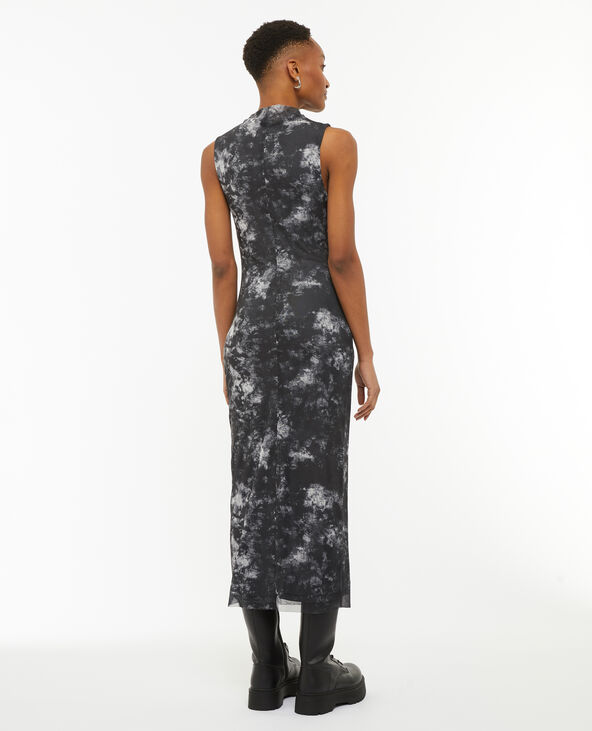 Robe longue en tulle effet marbré noir - Pimkie