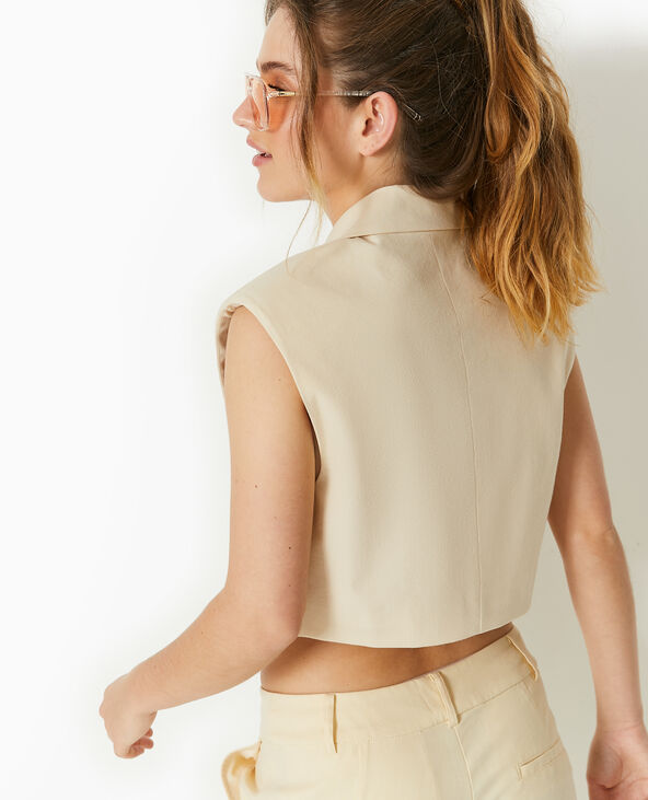 Blazer sans manches cropped beige - Pimkie