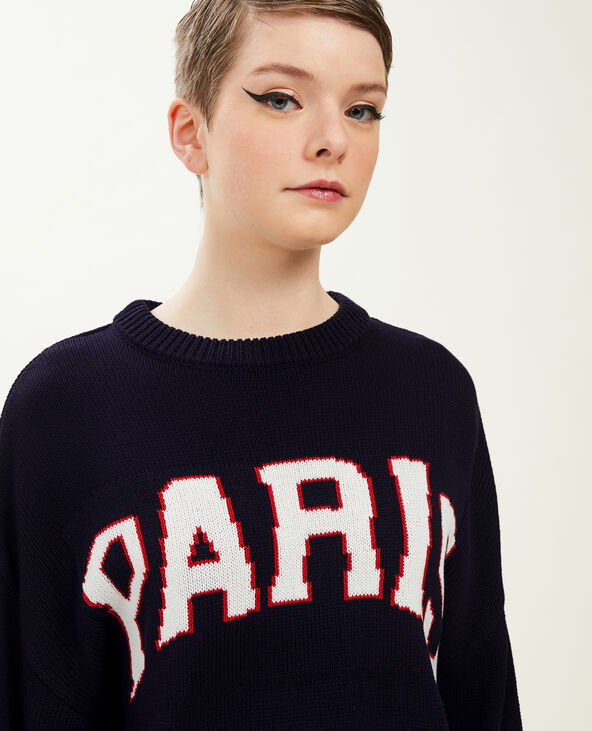 Pull court en maille bleu marine - Pimkie
