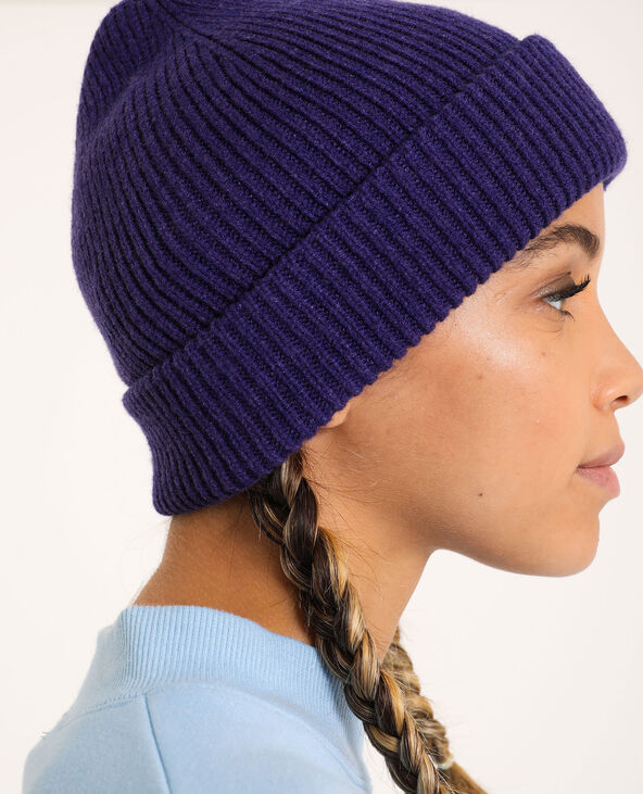 Bonnet avec revers violet - Pimkie