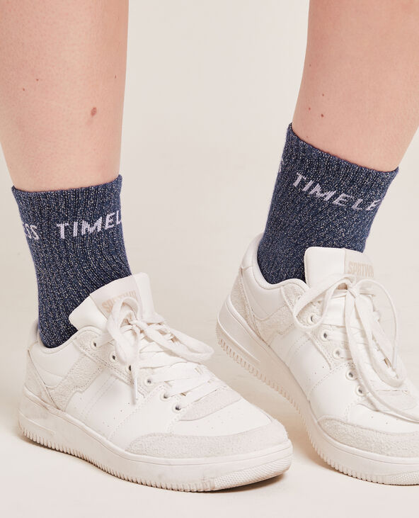 Paire de chaussettes avec lurex bleu foncé - Pimkie