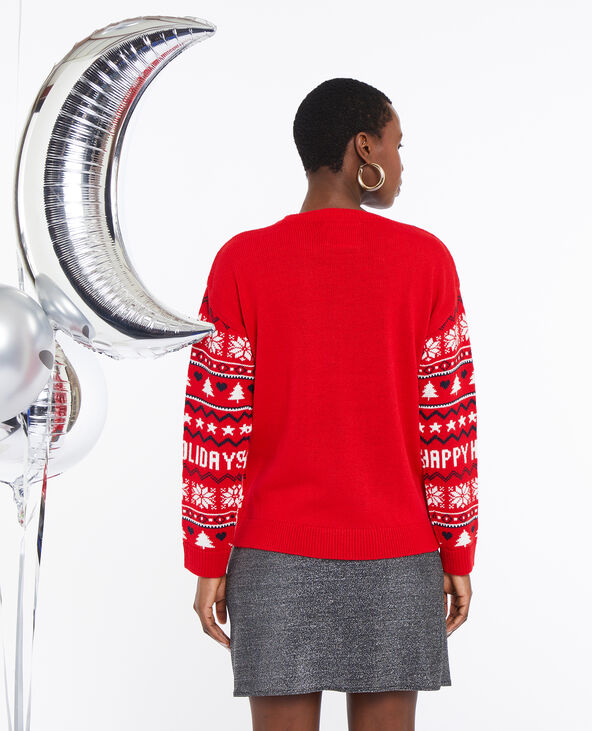 Pull de Noël façon jacquard orange - Pimkie