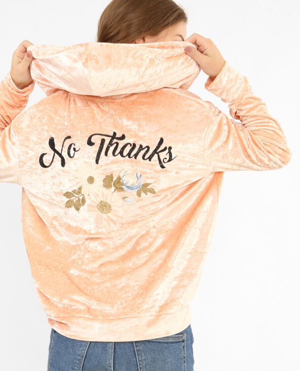 Gilet velours brodé rose clair - Pimkie