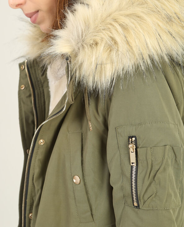 Parka fourrée à capuche vert de gris - Pimkie