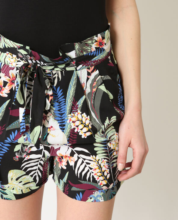 Short fluide imprimé noir - Pimkie