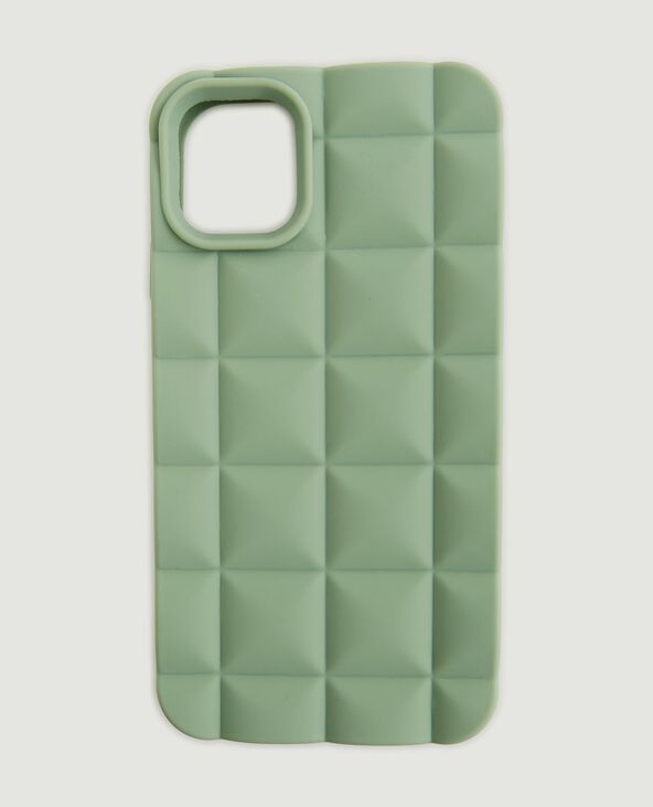 Coque iPhone effet matelassé vert de gris - Pimkie