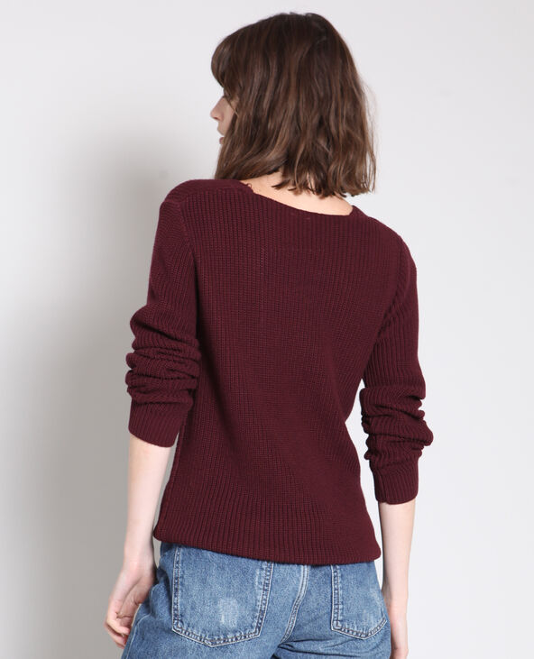 Pull à col V bordeaux - Pimkie