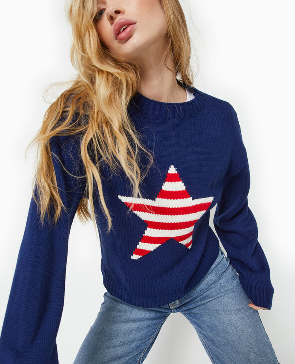 Pull en maille avec étoile bleu marine - Pimkie