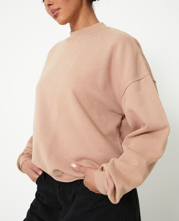 Sweat col rond avec effet délavé taupe - Pimkie