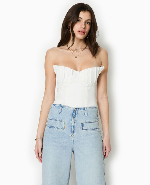 Top bustier avec balconnets coquillages blanc - Pimkie