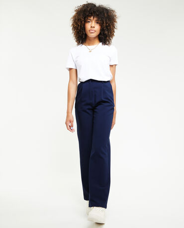 Mode femme Mon pantalon style legging bleu marine à pois blancs My Look  Feminin